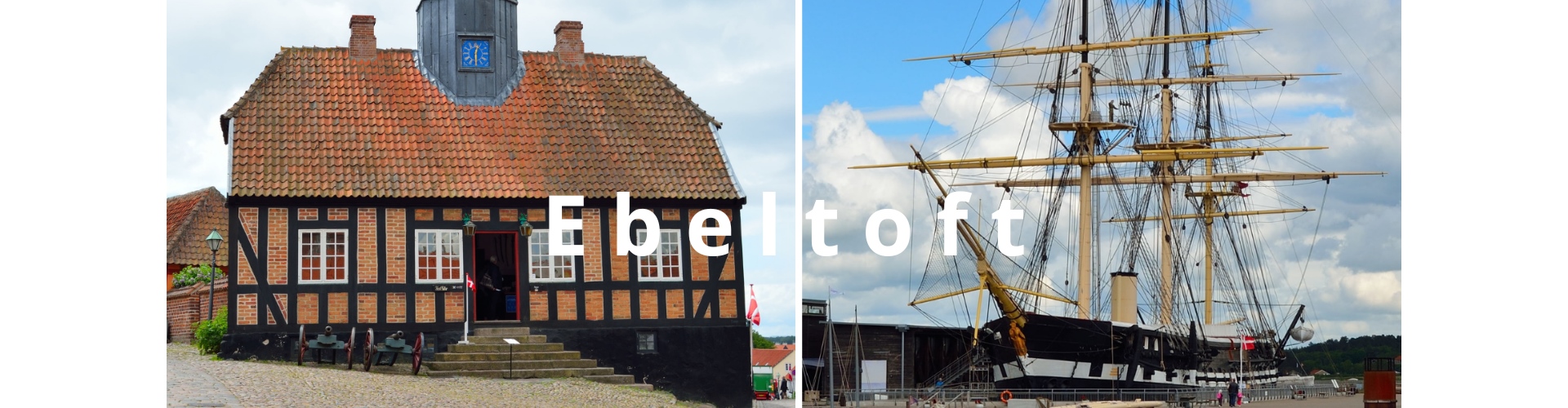 Byskilt Ebeltoft med beskrivelse af byen